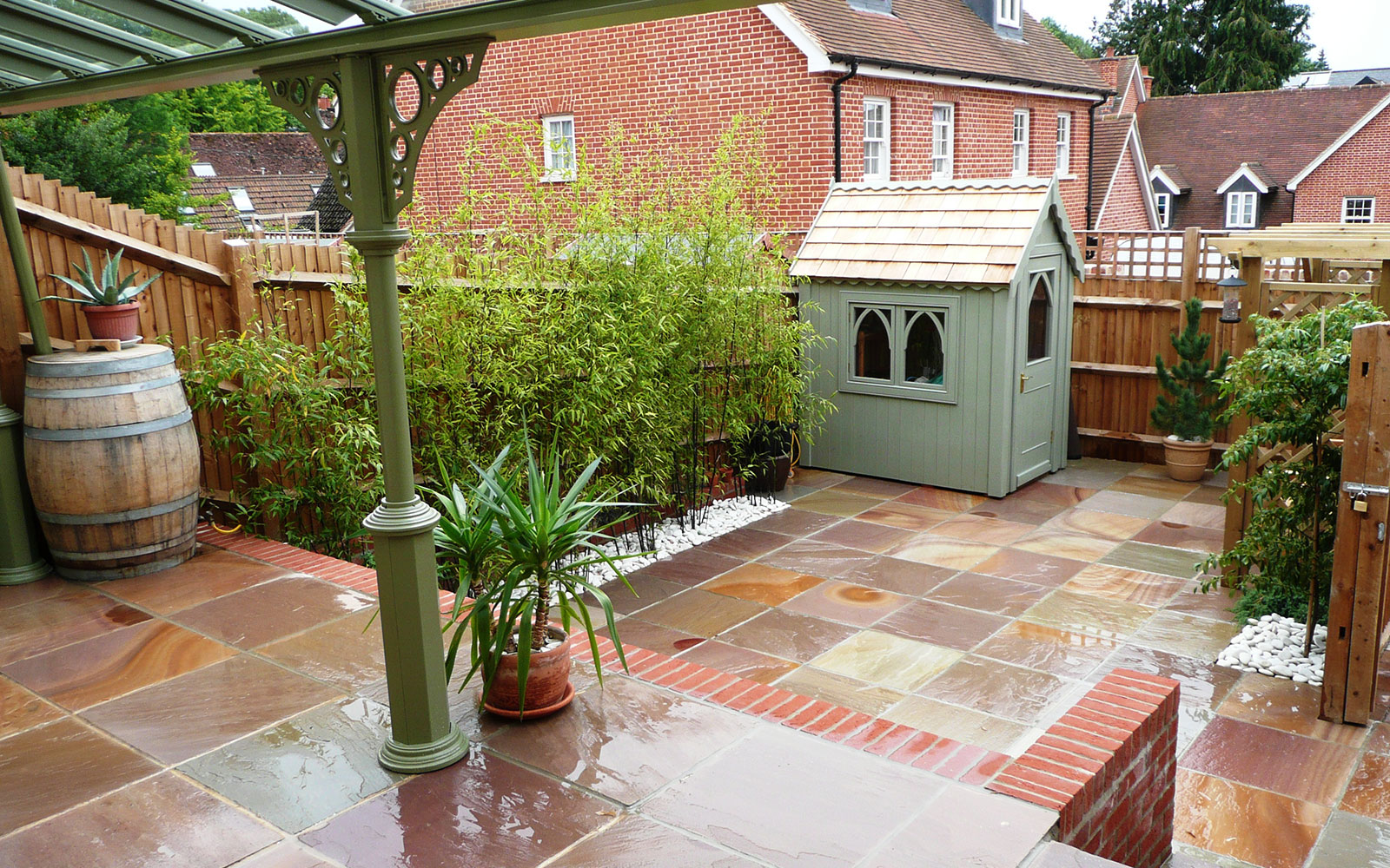 Outdoor back garden patio landscaping